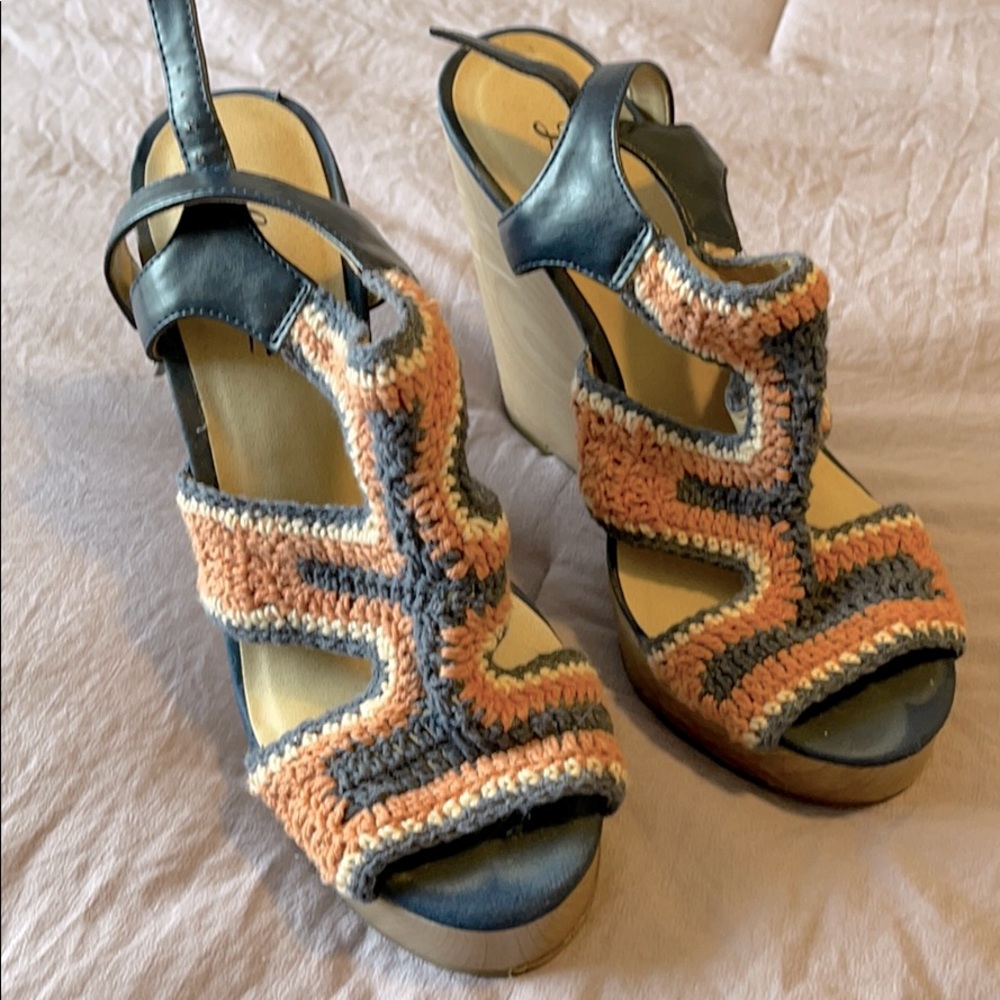 Lucky Brand crocheted wedges